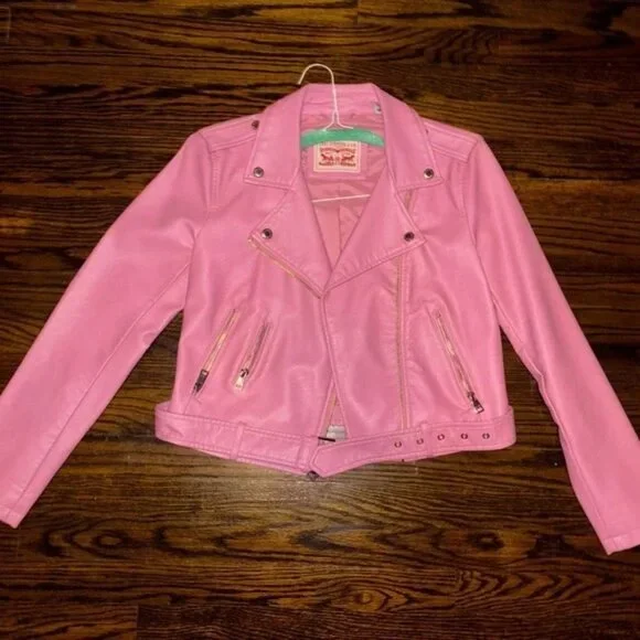 Levi’s Faux Leather Moto Jacket – Cool Pink, Boxy Fit - Picture 4 of 4
